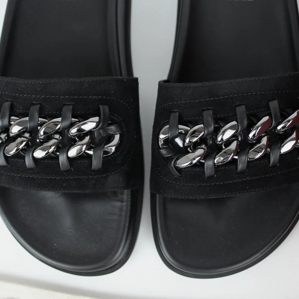 NEW VALENTINO GARAVANI Chain Slide Sandal, Black, EU 38.5 - Picture 5 of 16